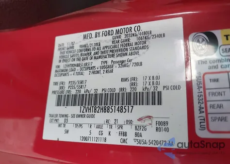 2008 Ford Mustang Gt Deluxe/Gt Premium from USA, damaged, VIN 1ZVHT82H885148517